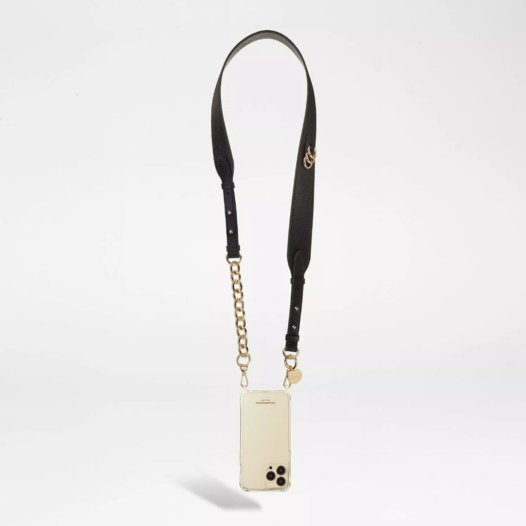 Lara Black Leather Adjustable Phone Chain