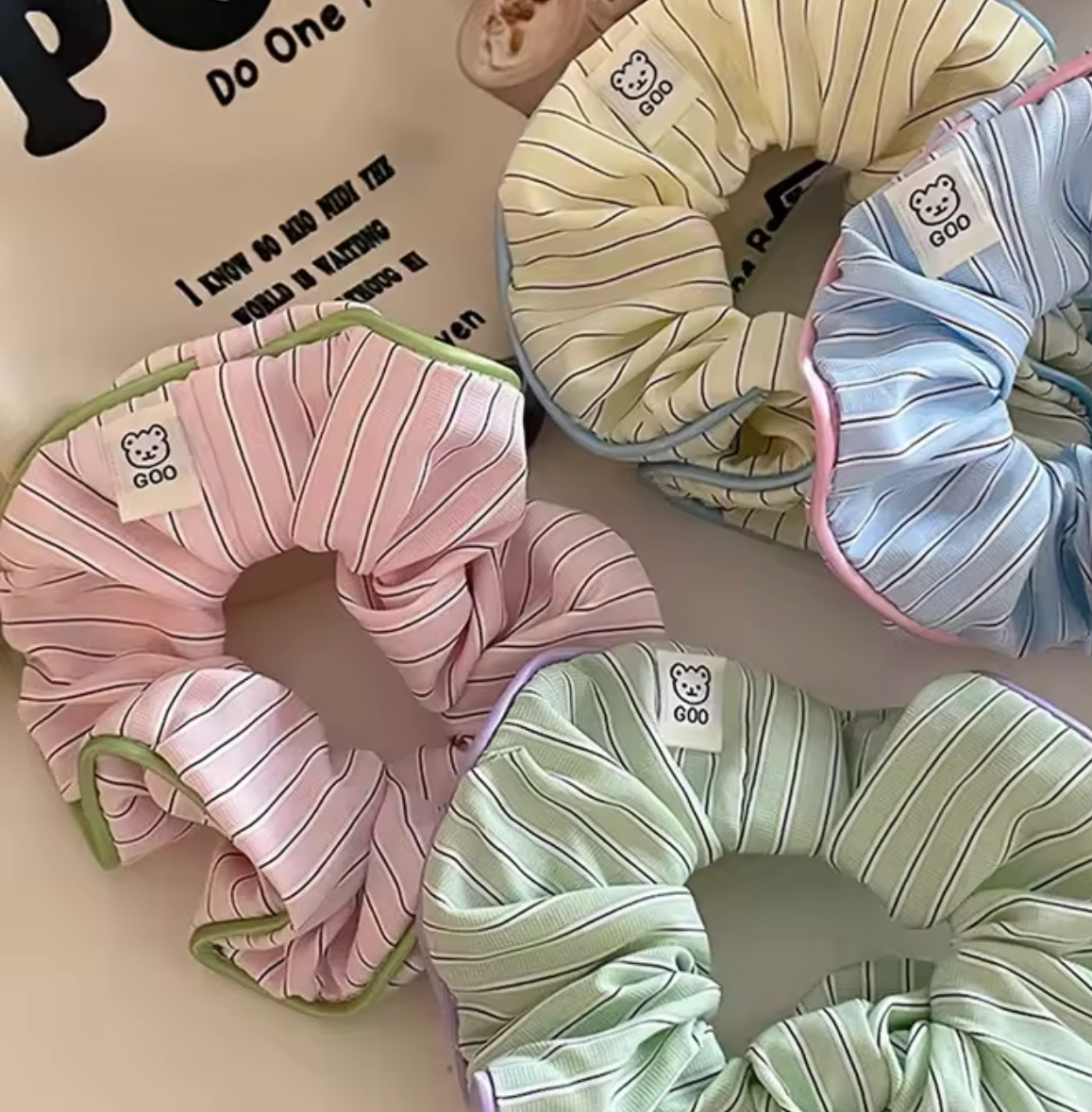 Sweet Cream Summer Scrunches Striped Fabric