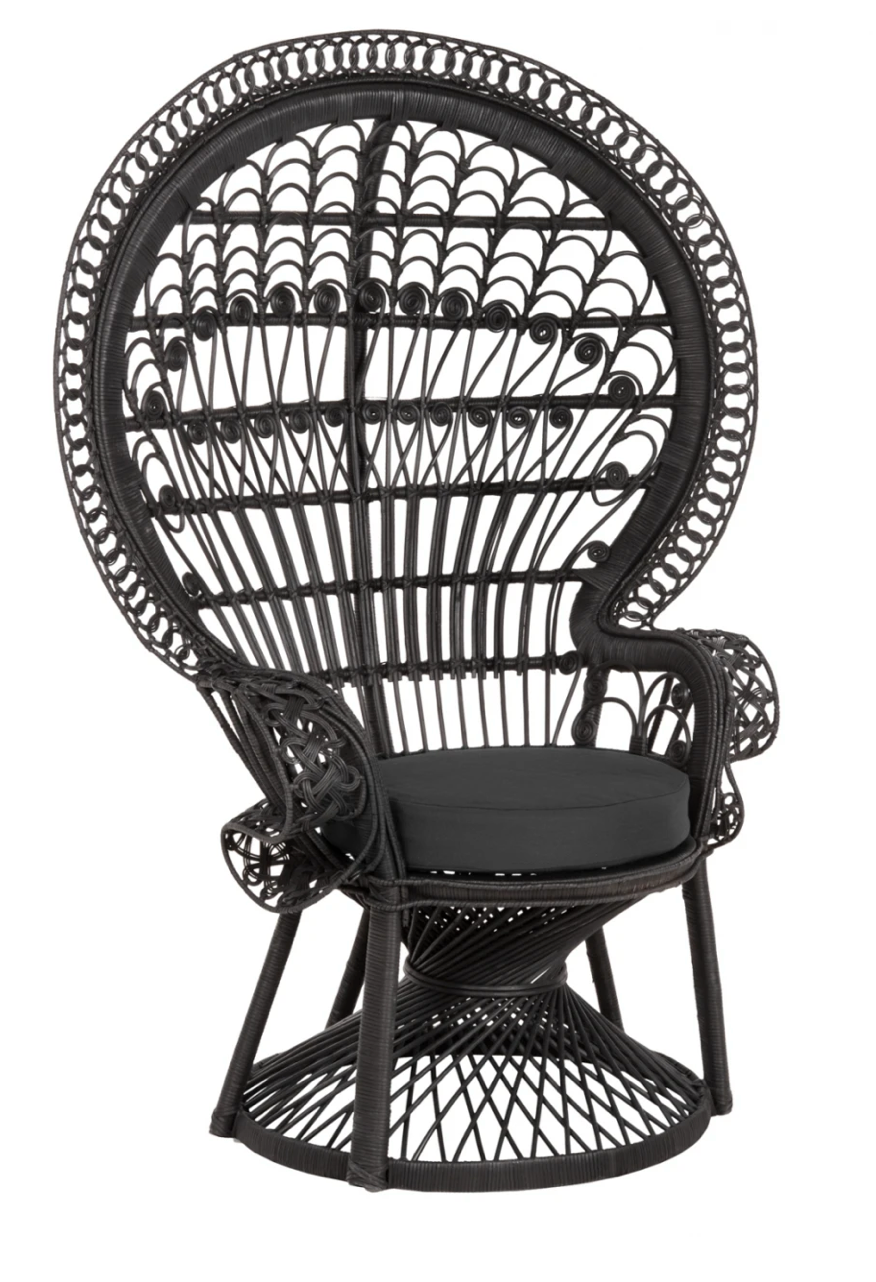 Peacock Black Rattan Chair
