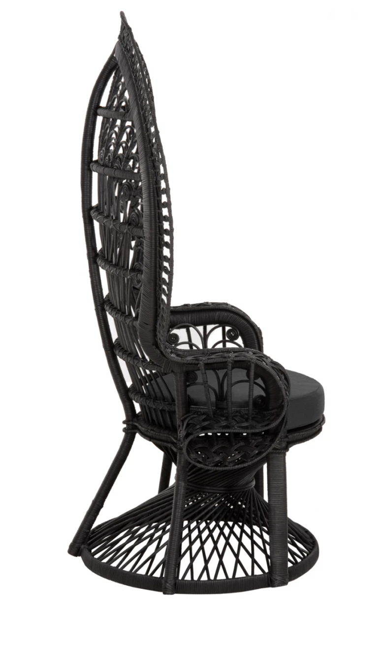 Peacock Black Rattan Chair