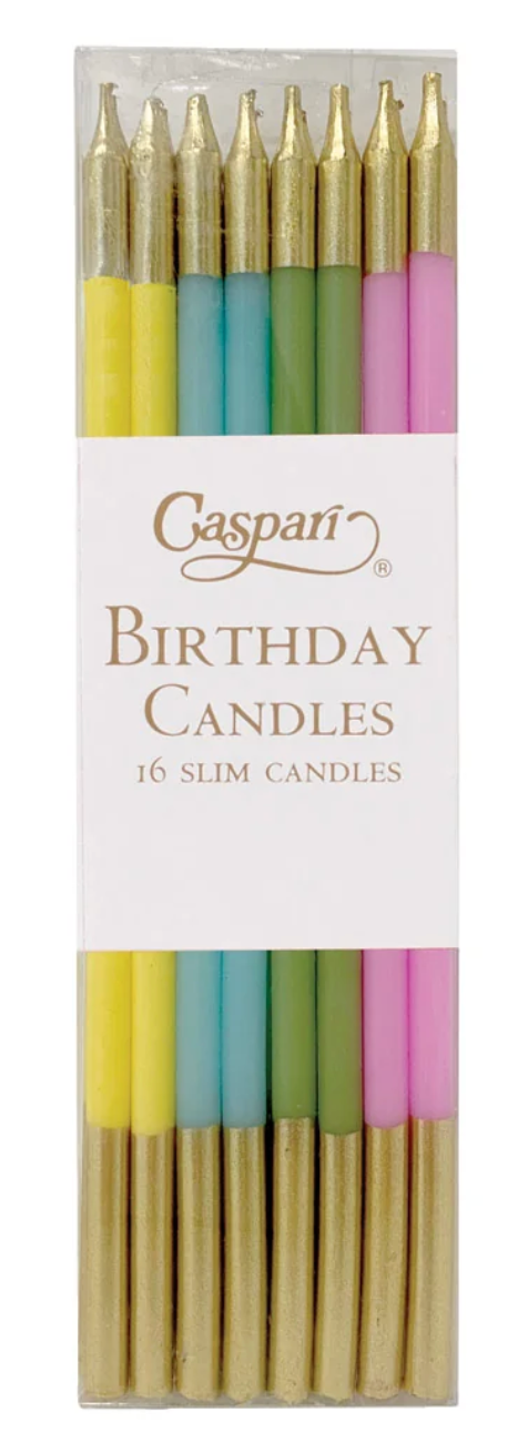 Caspari Birthday  Slims Candles (Pack of 16 pcs) Mixed Colors
