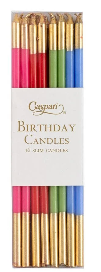 Caspari Birthday  Slims Candles (Pack of 16 pcs) Mixed Colors