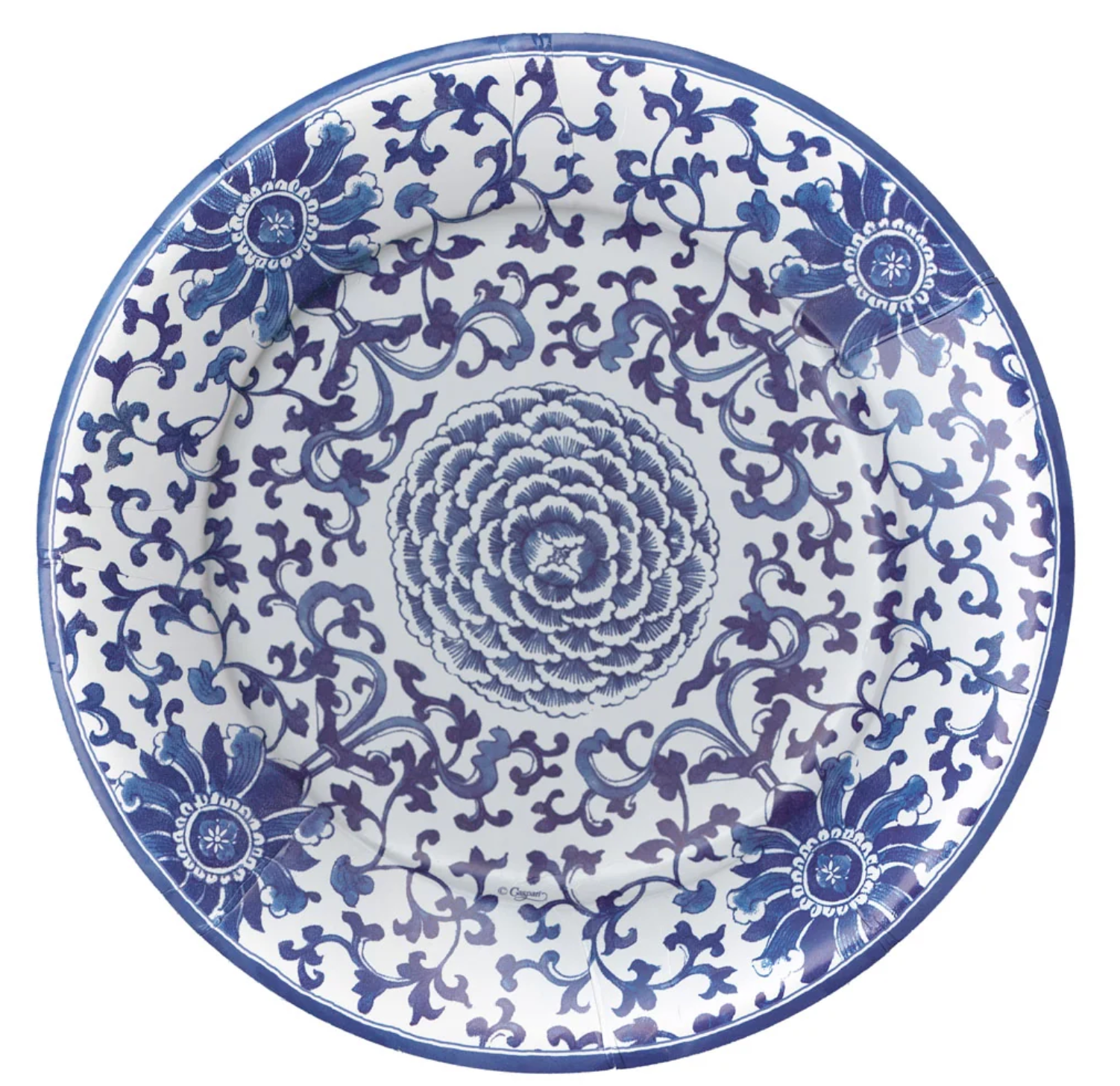 Caspari Indigo Garden Blue & White Paper Dinner Plates (pack of 8)