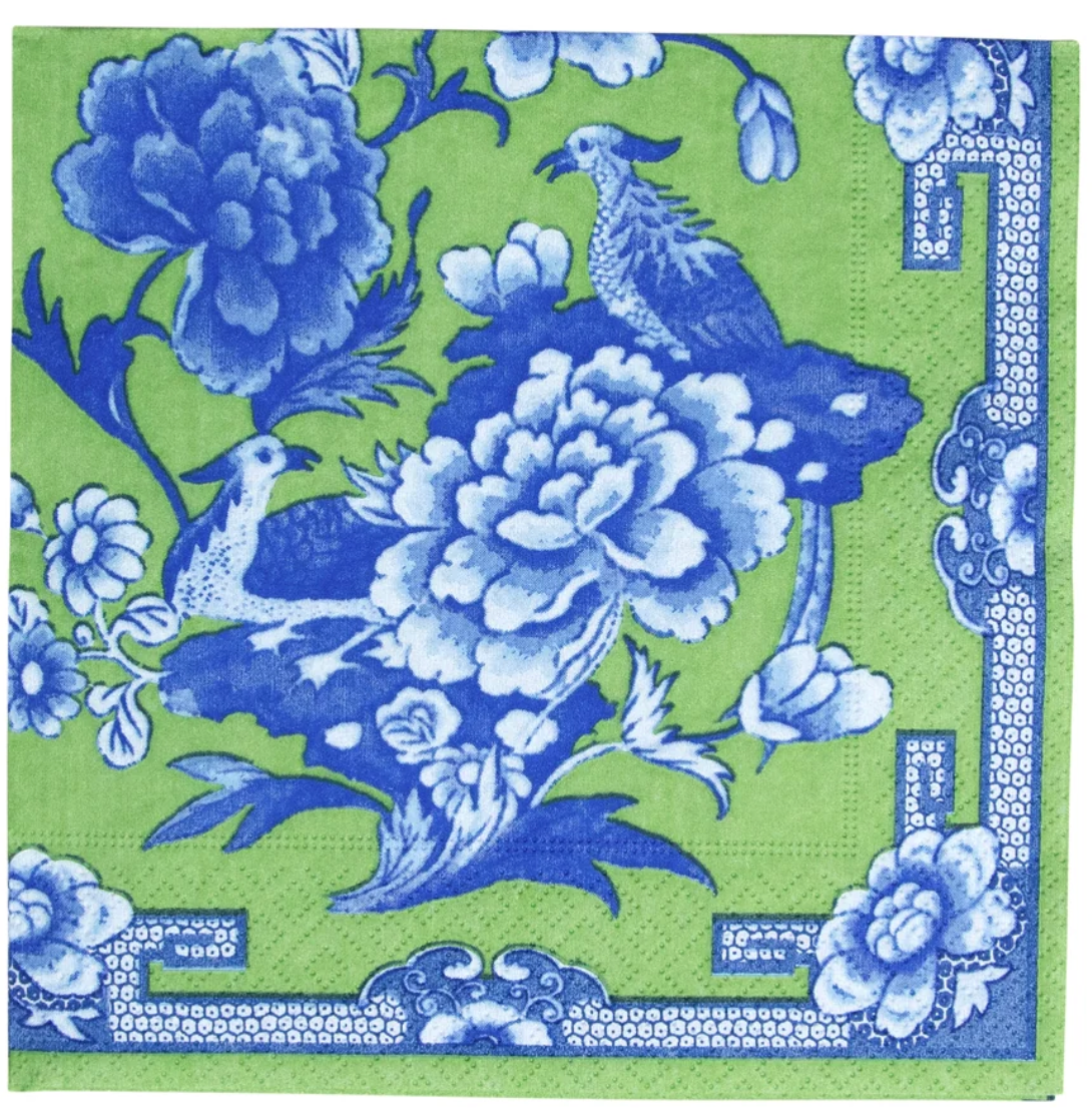 Caspari Green & Blue Plate Paper Napkin 20pcs