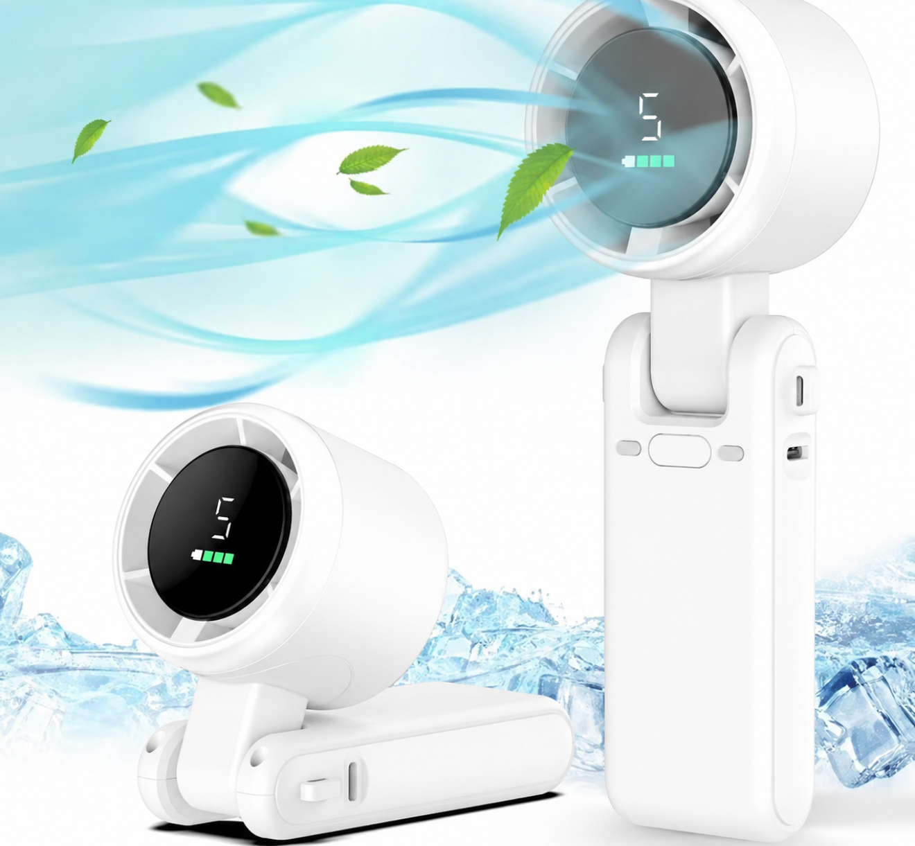 Mini Handheld Electric Turbo Foldable Fan with Adjustable Speeds