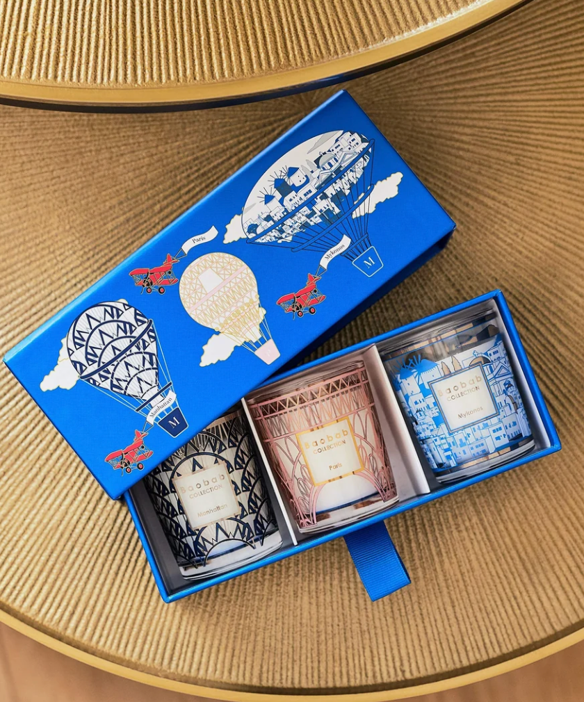 Baobab Trio Travel Candles Manhattan - Paris - Mykonos