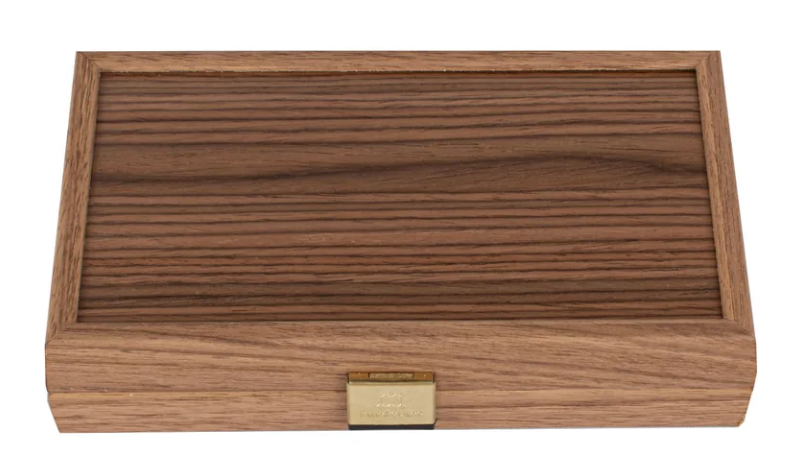 Manopoulos Handcrafted Walnut with Red Oak Backgammon Set - Elegant Marquetry Design