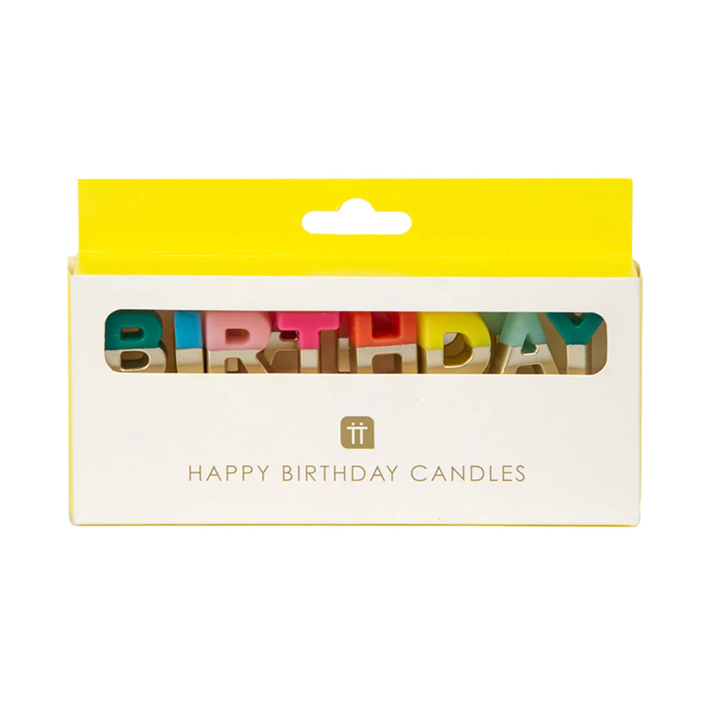 Happy Birthday Candles Rainbow Letters