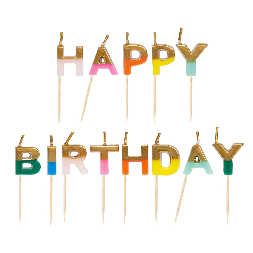 Happy Birthday Candles Rainbow Letters