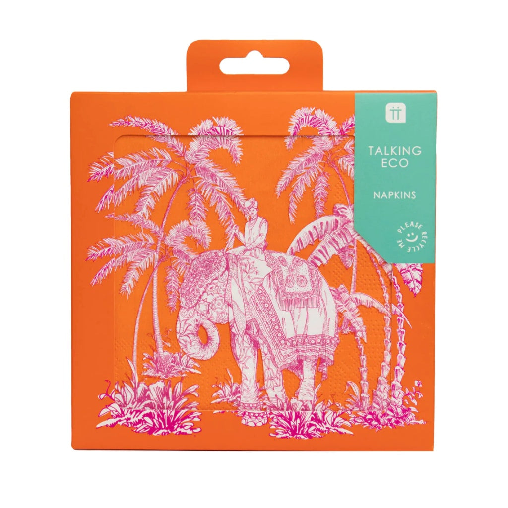 Orange Boho Elephant Paper Napkins