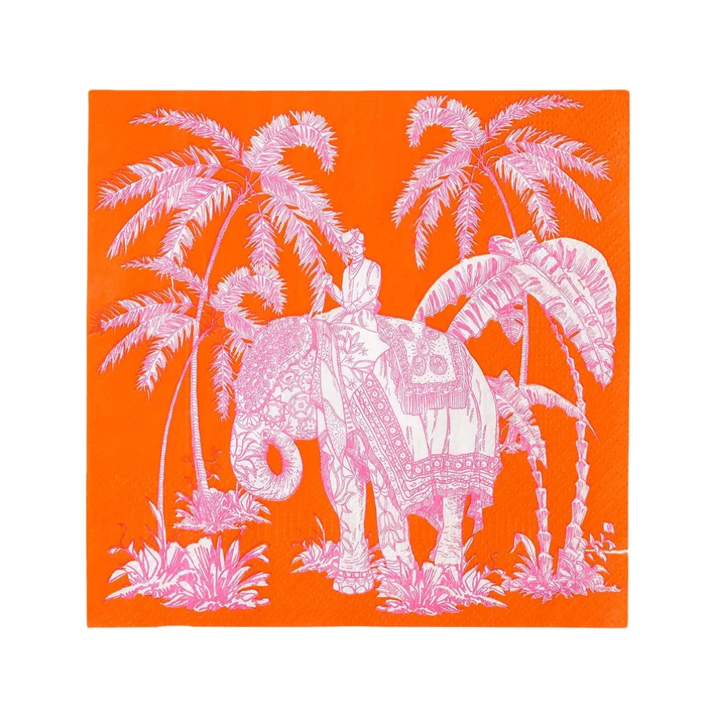 Orange Boho Elephant Paper Napkins