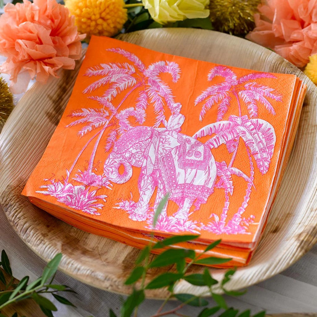 Orange Boho Elephant Paper Napkins