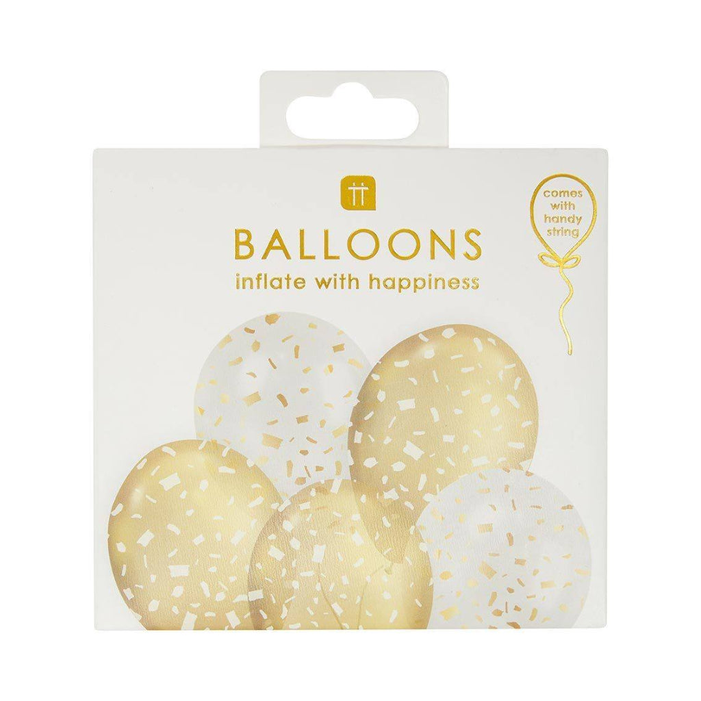 White & Gold Confetti Balloons