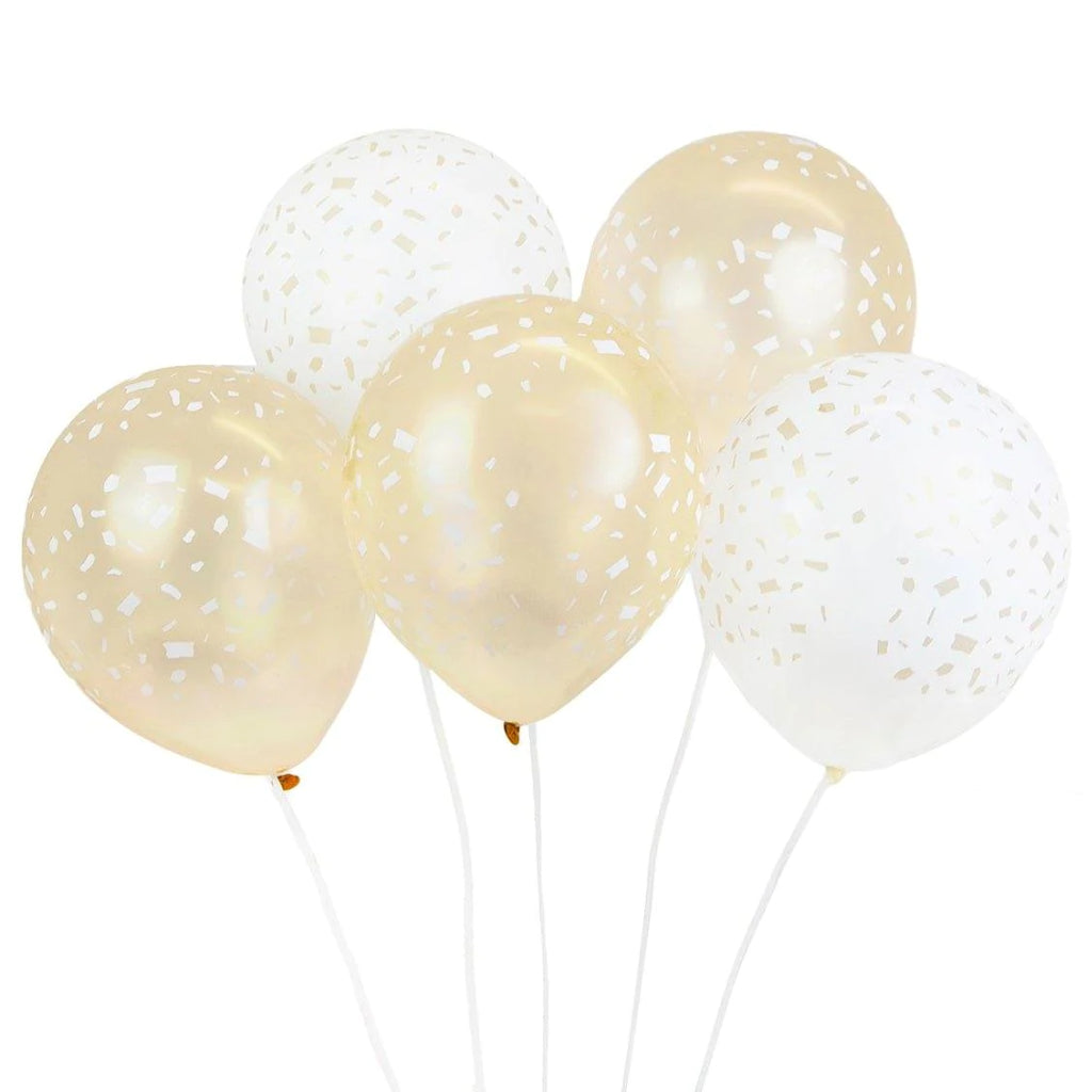 White & Gold Confetti Balloons