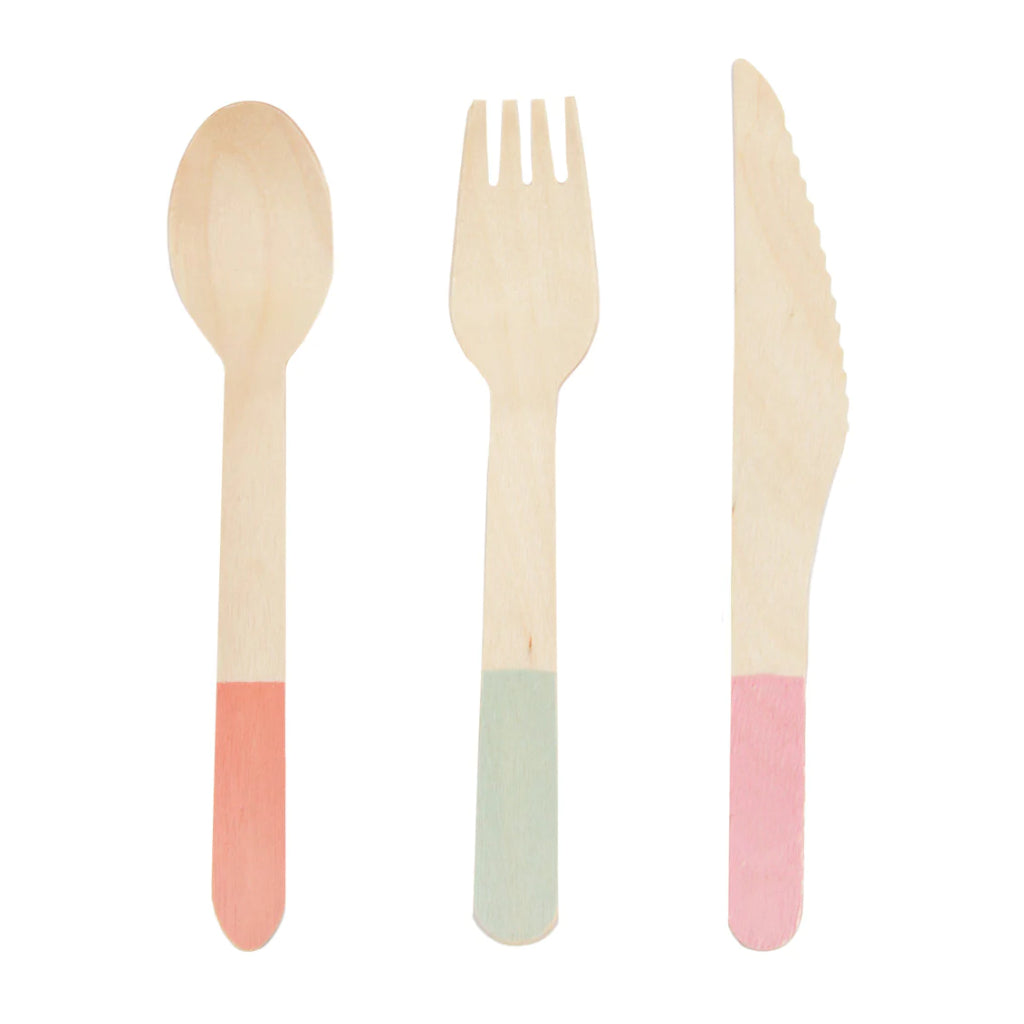 Pastel Wooden Cutlery (Set of 3)