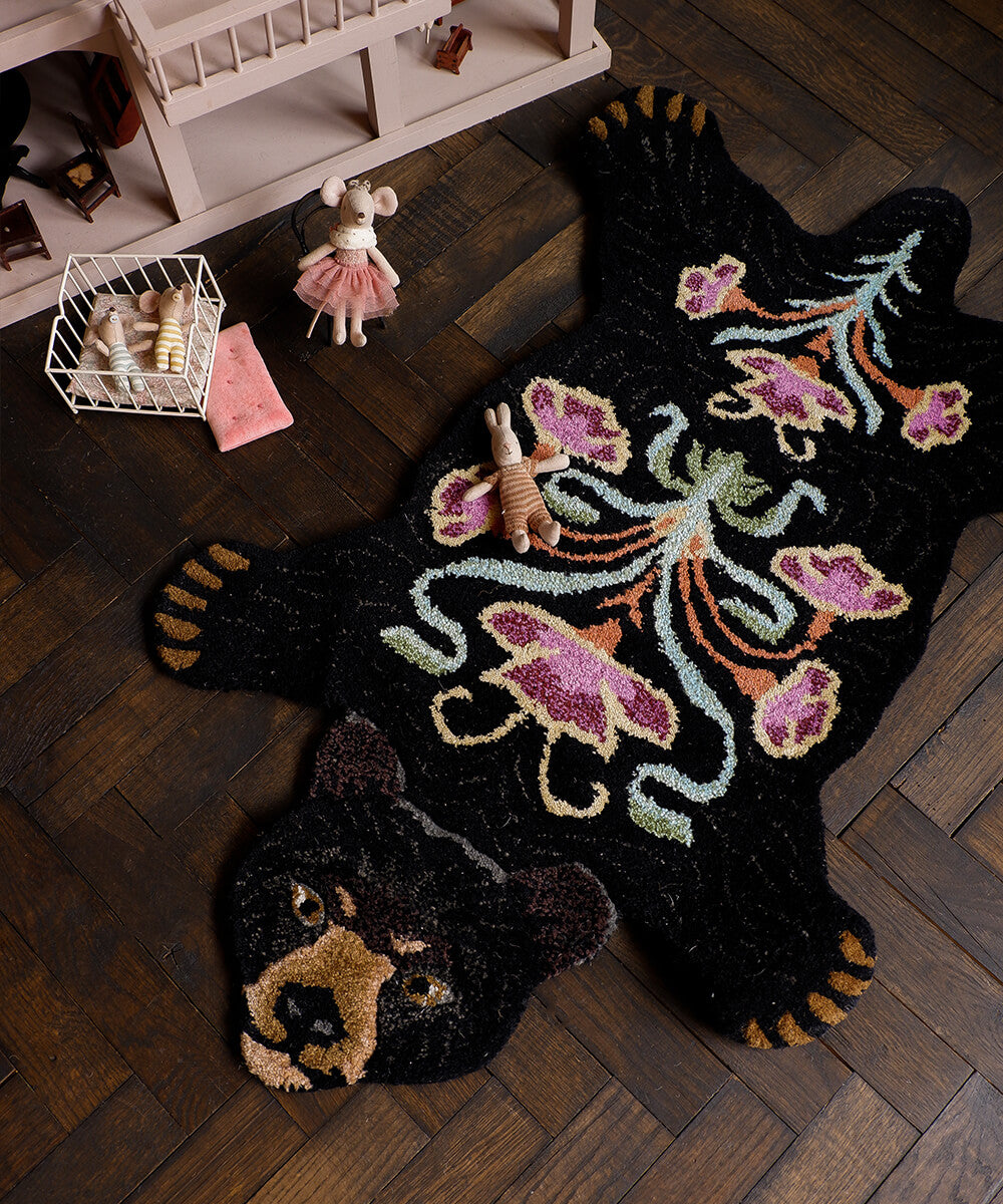 Hand-Tufted Blooming Black Bear Rug
