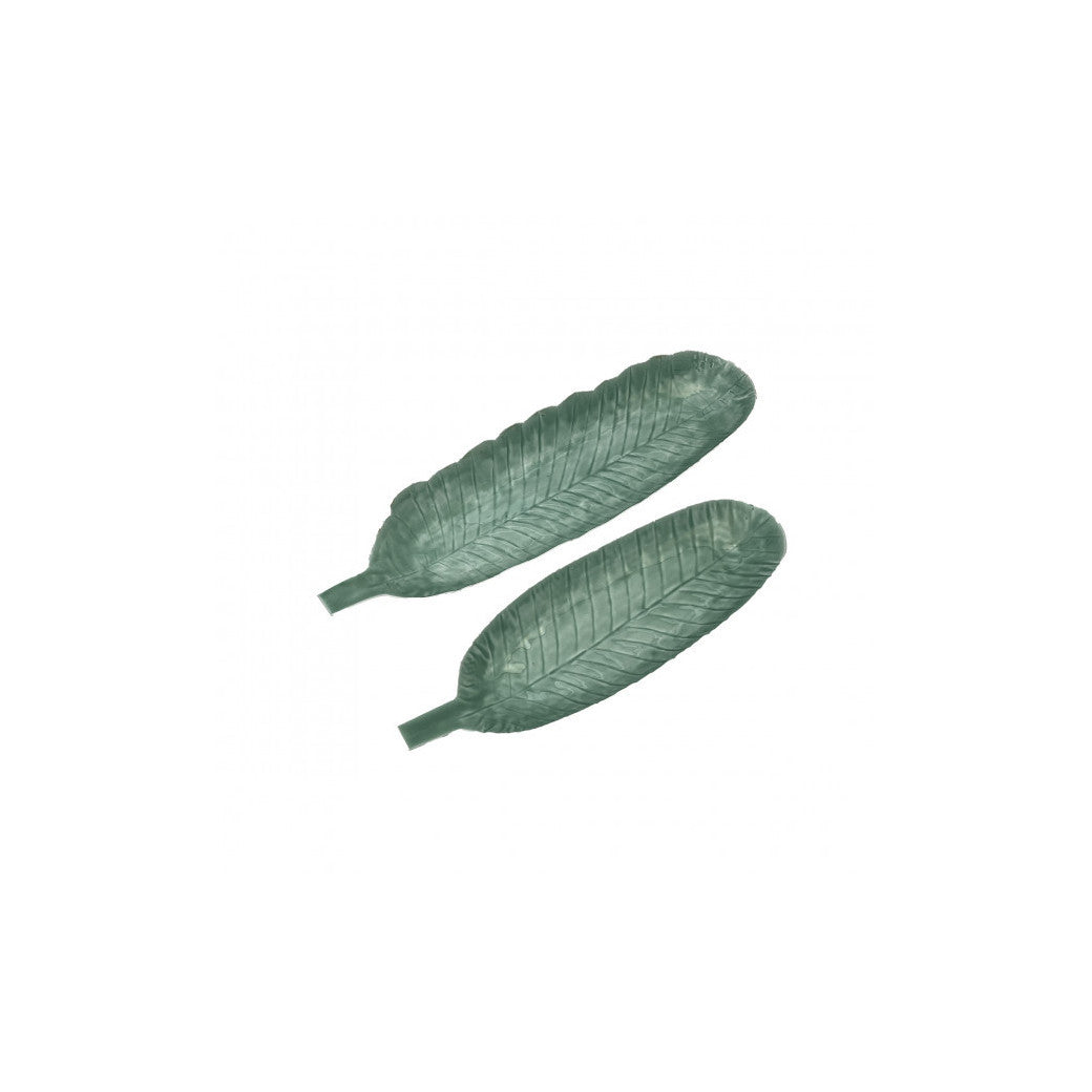 Banana Leaf Metal Tray (Set of 2)