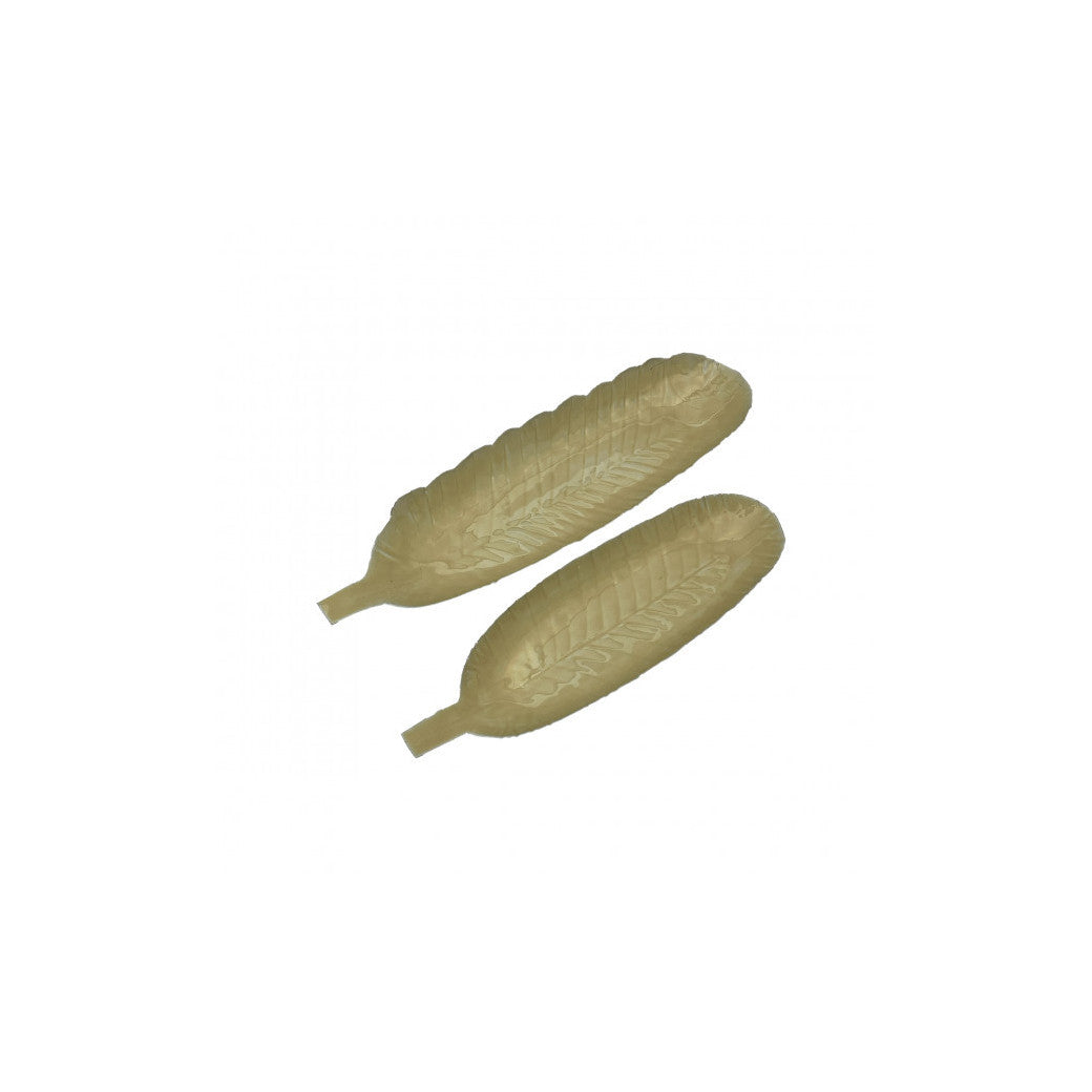 Banana Leaf Metal Tray (Set of 2)