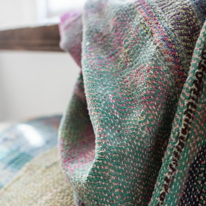 Kantha Sari Vintage Blanket