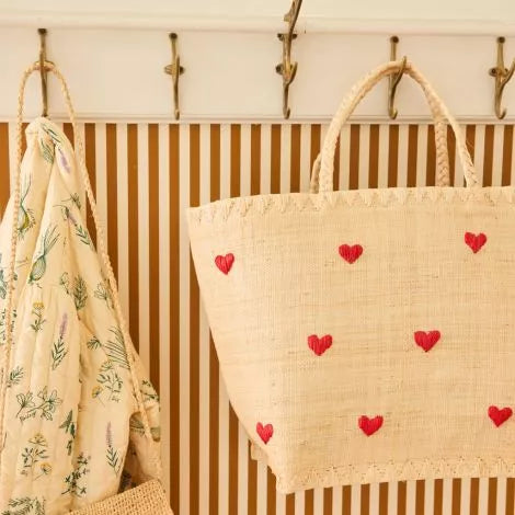 Darling Hearts Raffia Bag