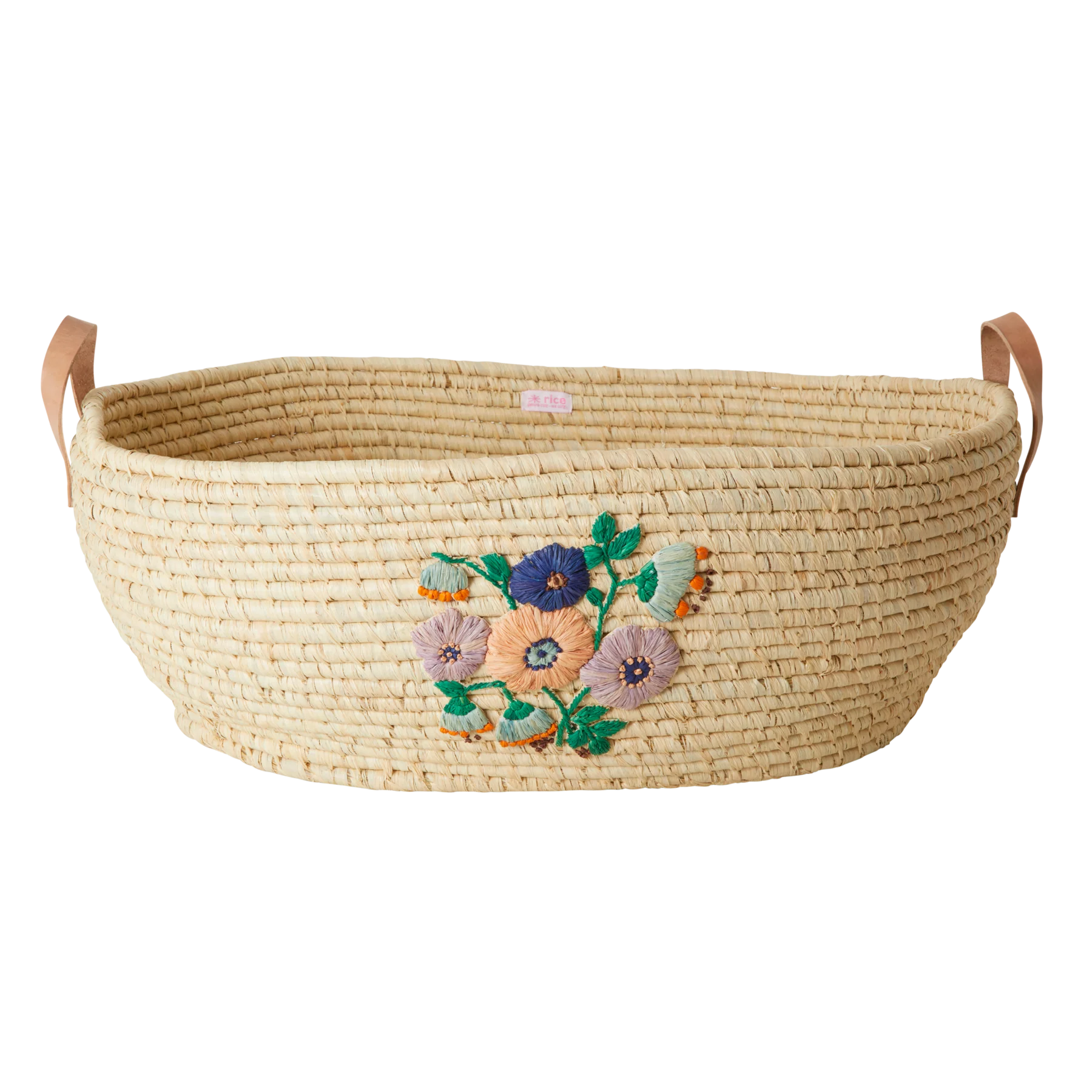 Oval Raffia Basket with Flowers